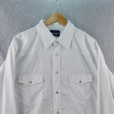 Camisa ocidental listrada branca vintage Wrangler masculina manga longa com botões GG comprar usado  Enviando para Brazil