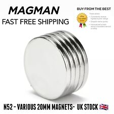N52 magnets 20mm for sale  UK