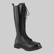 Botas de combate masculinas de couro preto – altura do joelho, cadarço com zíper lateral, comprar usado Botas de combate masculinas de couro preto – altura do joelho, cadarço com zíper lateral, comprar usado  Enviando para Brazil