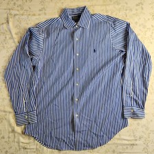 Camisa polo Ralph Lauren ajuste clássico listrada com botões azul branca masculina tamanho M, usado comprar usado  Enviando para Brazil