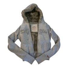 Usado, ~ Vintage ~ Jaqueta com Capuz Hollister Co. Feminina Cinza Forrada de Pele Sintética Tamanho Grande comprar usado  Enviando para Brazil