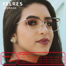 Óculos de leitura femininos de metal olho de gato anti luz azul óculos presbiopicos da moda , usado comprar usado  Enviando para Brazil