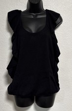 Blusa sem mangas vintage vermelha Valentino preta mistura de lã babado tamanho XL comprar usado  Enviando para Brazil