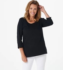 Blusa Isaac Mizrahi Essentials gola redonda bainha tulipa, preta grande A384444 comprar usado  Enviando para Brazil