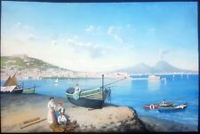 Gouache antica napoli 1920 circa firmata montullo vesuvio tempera veduta comprar usado  Enviando para Brazil