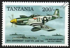 Selo D-Day P-51 Mustang Fighter Aircraft Escorts navio de guerra Armada Segunda Guerra Mundial comprar usado  Enviando para Brazil