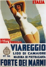 Pôster de viagem italiano TV52 vintage A4 1930 Viareggio Riviera Versilia Itália , usado comprar usado  Enviando para Brazil