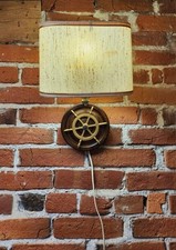 Luminária de parede náutica meados do século roda de navio madeira latão luz de cabine rústica comprar usado  Enviando para Brazil