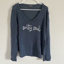 Suéter de malha Salty Soul de madeira navios gola V azul marinho tamanho M/G comprar usado  Enviando para Brazil