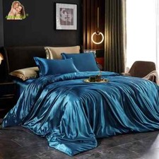 Juego de cama de seda morera natural satinado sedoso funda nórdica sábanas fundas de almohada segunda mano  Embacar hacia Mexico
