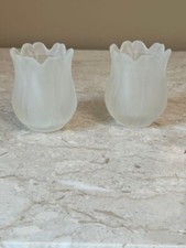 2 (duas) VOTIVAS *VIDRO BRANCO FOSCO VINTAGE *EM FORMA DE TULIPA *EXCELENTE comprar usado  Enviando para Brazil