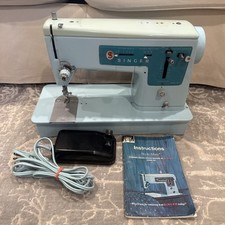 1964 Vintage Singer Robin Egg Máquina de Costura Azul Modelo 347 com Pedal Funciona! comprar usado  Enviando para Brazil
