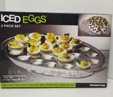 Bandeja refrigerada de ovos gelados Prodyne Deviled prato de servir aço inoxidável 24 metades comprar usado  Enviando para Brazil