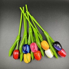 Tulipas de madeira, conjunto de 9 primavera 13,3 pol. decoração de mesa de flores, feita à mão multicolorida comprar usado  Enviando para Brazil