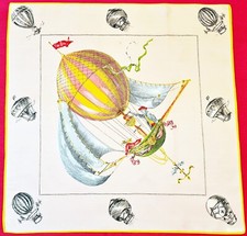 LENÇO VINTAGE AUTÊNTICO MONTGOLFIER BROTHERS BALÕES DE AR SEDA 23 "QUADRADO PEQUENO comprar usado  Enviando para Brazil
