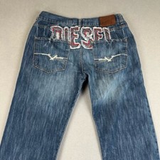 Jeans masculino Diesel 34 azul perna reta bordado logotipo skatista streetwear folgado comprar usado  Enviando para Brazil