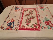 Lote 3 vintage década de 1950 2 corredores de mesa, ameixas e maçãs de frutas e 1 toalha de prato, cerejas  comprar usado  Enviando para Brazil