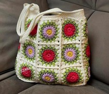 Bolsa tote de crochê feita à mão floral vovó quadrada boho bolsa de ombro comprar usado  Enviando para Brazil