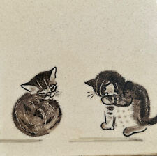 Par de azulejos de cerâmica Minton gatinhos brincando Dunsmore emoldurado L32cm por volta de 1920, usado comprar usado  Enviando para Brazil