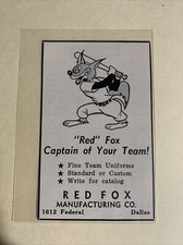 Uniformes de beisebol Red Fox Manufacturing Co. Dallas Texas 1958 anúncio de beisebol comprar usado  Enviando para Brazil