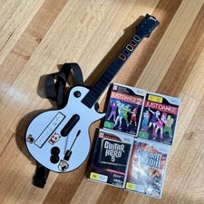 Controle Guitar Hero Nintendo Wii branco + controle remoto Wii e 4 jogos GH5 World Tour comprar usado  Enviando para Brazil