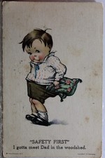 Cartão postal antigo cartão vintage PC desenho animado segurança primeiro encontro pai na floresta comprar usado  Enviando para Brazil