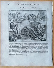 León y el caballo - Emblema Gheeraerts Grabado Original - 1617 segunda mano  Embacar hacia Mexico