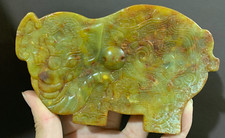 5" Cultura Hongshan antiga esculpida em jade fengshui padrão de besta elefante espelho yubi comprar usado  Enviando para Brazil