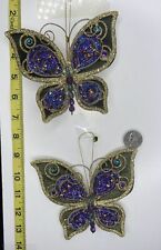 Ornamento de Natal vitoriano cintilante borboleta bunda glitter asas fita contas comprar usado  Enviando para Brazil