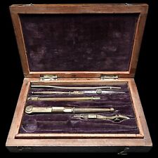 Usado, ANTICO kit custodia legno COMPASSO ottone da viaggio carteggio 1800 MASSONERIA comprar usado  Enviando para Brazil