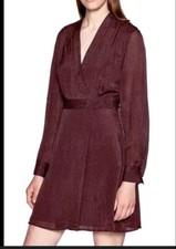 Vestido envolvente de seda Equipment Femme Allaire talla 2 rojo berenjena púrpura segunda mano  Embacar hacia Mexico