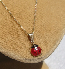 Berloque de colar pingente de joaninha ouro 14K detalhe de esmalte vermelho em corrente 14k comprar usado  Enviando para Brazil