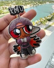 Pingente de desenho animado 3,00 ct corte redondo moissanita super menina folheado a ouro branco 14K comprar usado  Enviando para Brazil
