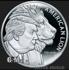 Escudo de prata TRUMP AMERICAN LION 1 oz prata PROVA com certificado de autenticidade N caixa baixa #/505, usado comprar usado  Enviando para Brazil