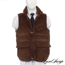 #1 VESTUÁRIO MASCULINO LNWOT Drakes marrom veludo veludo preenchimento bolha colete 38 sem reserva comprar usado  Enviando para Brazil