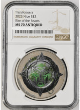 Usado, Moeda de prata 2023 Niue Transformers Rise of the Beasts 1 oz NGC MS70 envelhecida comprar usado  Enviando para Brazil