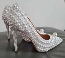 Pearl bridal shoes for sale  LEICESTER