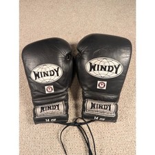 Luvas de boxe Windy Fight Gear 14 oz. Cadarço preto feito na Tailândia couro comprar usado  Enviando para Brazil