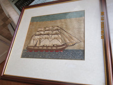 Framed woolwork ship for sale  SOUTHSEA