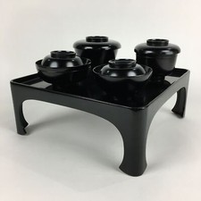 Bandeja japonesa de madeira com pernas mesa lacada conjunto de tigelas com tampa vintage ozeno UR715, usado comprar usado  Enviando para Brazil