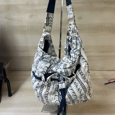 Bolsa de ombro Hobo grande azul branca bolsa grande bolsa de fraldas puxar cordas crescente comprar usado  Enviando para Brazil