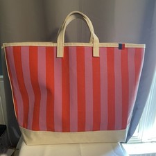 Używany, KULE The All Over Striped Tote Duża różowa czerwona beżowa płótno Carry All Bag 228 USD na sprzedaż  Wysyłka do Poland