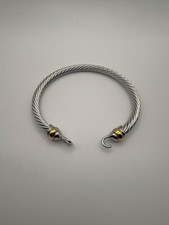 David Yurman prata esterlina 925 5mm cabo ouro 18k fivela bracelete pequeno comprar usado  Enviando para Brazil