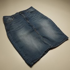 Saia lápis jeans violoncelo tamanho grande azul denim bolsos flexíveis cintura alta casual comprar usado  Enviando para Brazil