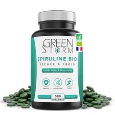Spiruline bio Greenstorm boite de 500 gélules - 100% pure et naturelle - HEBBD - d'occasion  Avallon