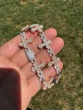 Usado, Pulseira de elos cruzados gótica de moissanita testada redonda 6,0 quilates folheada a ouro 14k 2 tons comprar usado Usado, Pulseira de elos cruzados gótica de moissanita testada redonda 6,0 quilates folheada a ouro 14k 2 tons comprar usado  Enviando para Brazil