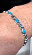 PULSEIRA ESPIRAL PAINEL OPALA AZUL ESTILO GREGO PRATA ESTERLINA 925 - NUNCA USADA comprar usado  Enviando para Brazil