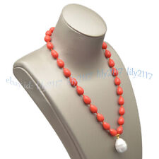 Colar pingente de contas 9x13mm laranja coral concha do mar do sul pérola lágrima 14-32"", usado comprar usado  Enviando para Brazil