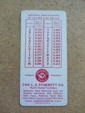 Vintage starrett decimals for sale  Garrettsville