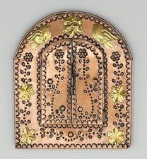 Antigo Espelho de Estanho Perfurado Persianas Portas México Bronze Acentos Arte Folclórica Sol Pássaros comprar usado  Enviando para Brazil